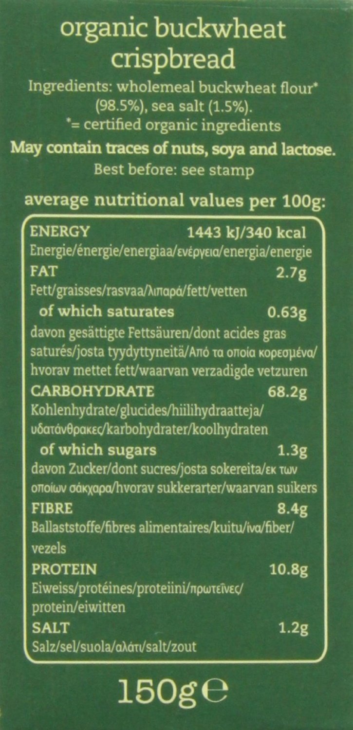 Amisa Organic Gluten Free Crispbread - Buckwheat (150g) - Pack of 2