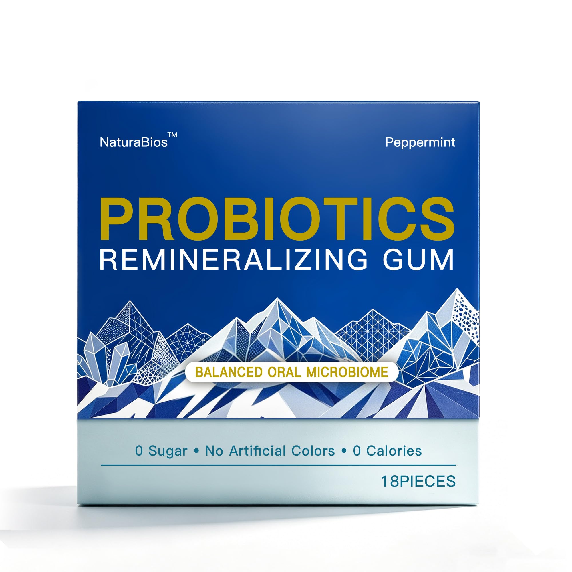 Probiotics Remineralizing Gum with Nano Hydroxyapatite and Xylitol for Oral Microbiome Balance, Enamel Support, Sensitive Teeth Comfort and Fresh