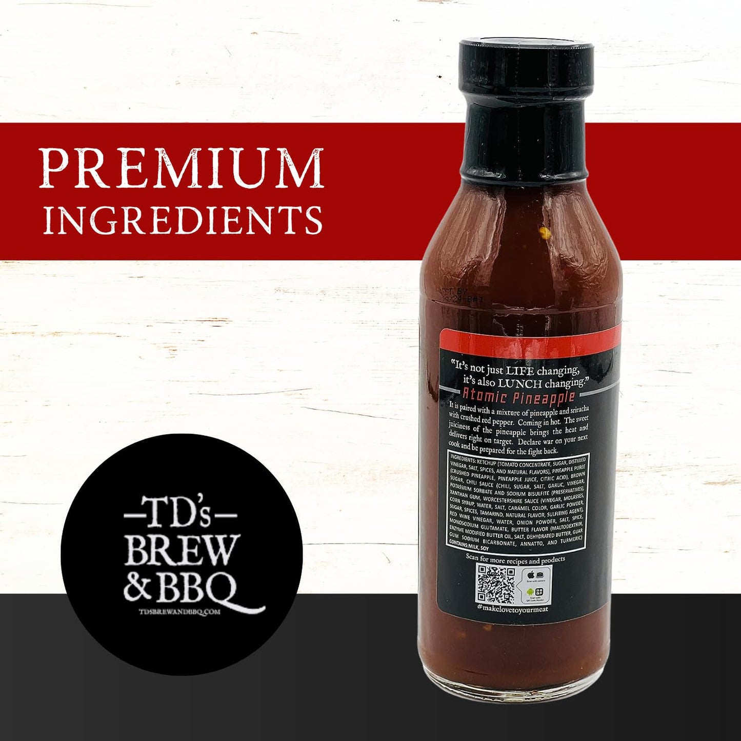TD's Brew & BBQ "ATOMIC PINEAPPLE" Sauce/tds brew and bbq/pineapple/chile/barbecue sauce/stir fry/sweet & spicy