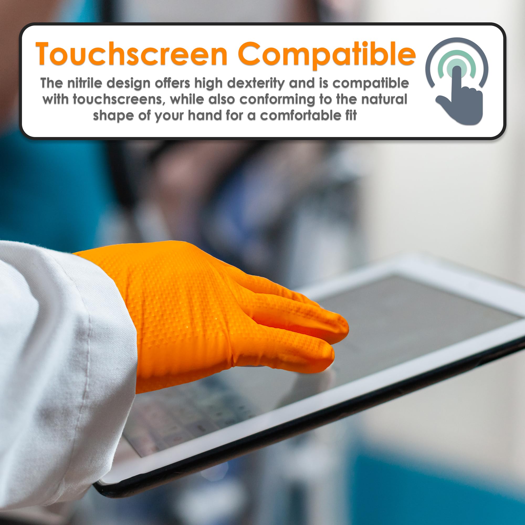INNOVATIVE HAUS Heavy Duty Nitrile Gloves. Orange 8 Mil. Shop Gloves Mechanic Disposable. Mechanic Rubber Gloves Disposable. Large. Pack of 100