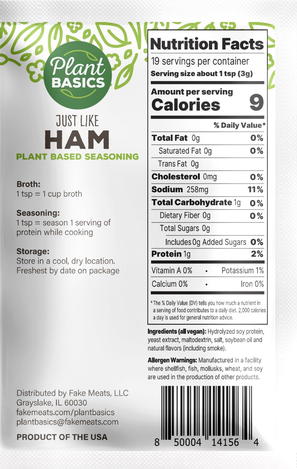 Plant Basics - Plant Based Seasoning, Just Like Ham, 2 ounce (Pack of 12)