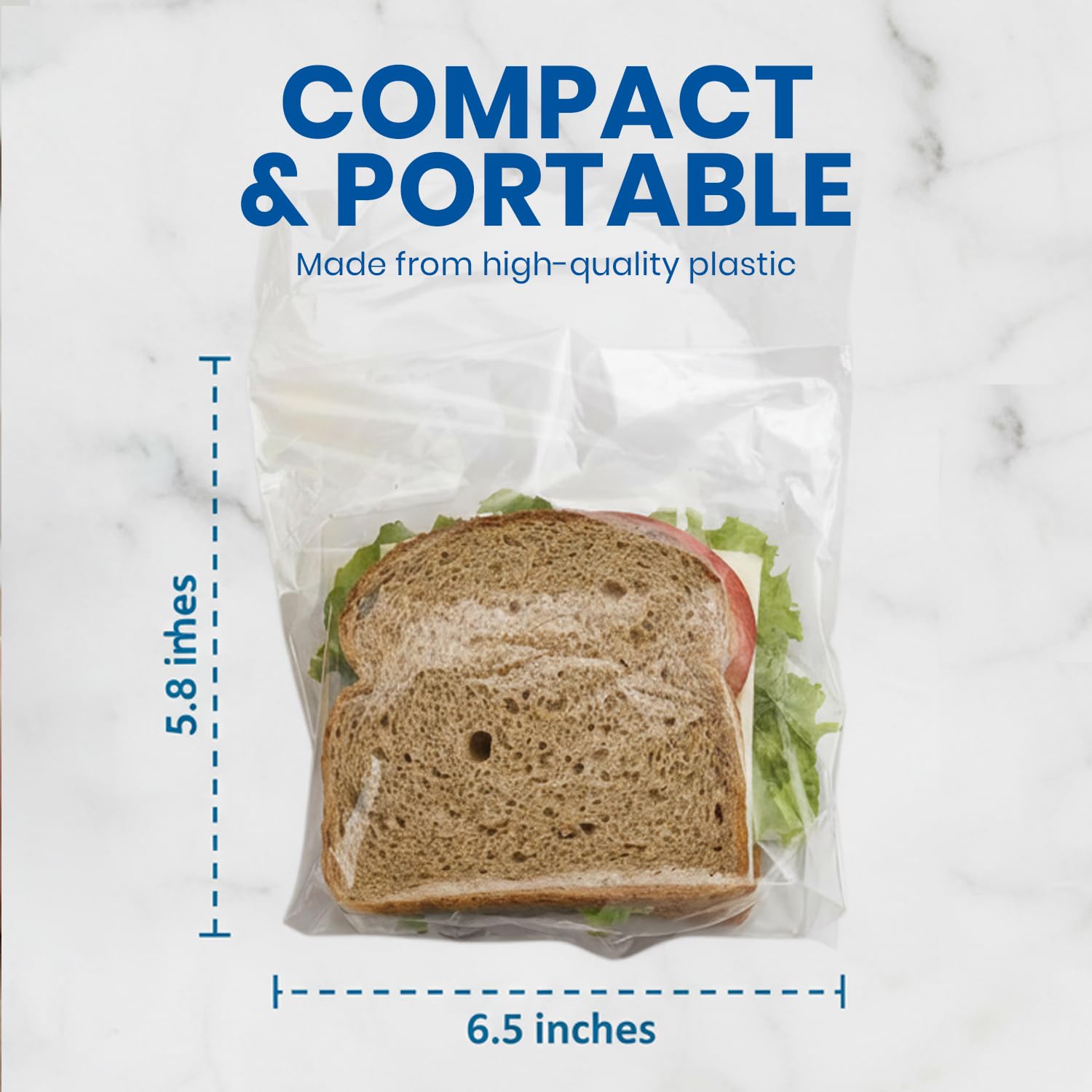 Premium Clear Plastic Flip-Top Sandwich Container - 6.5" x 6" (120 Pc) - Durable & Leakproof Lunch Storage Solution - Perfect for Home, School, or