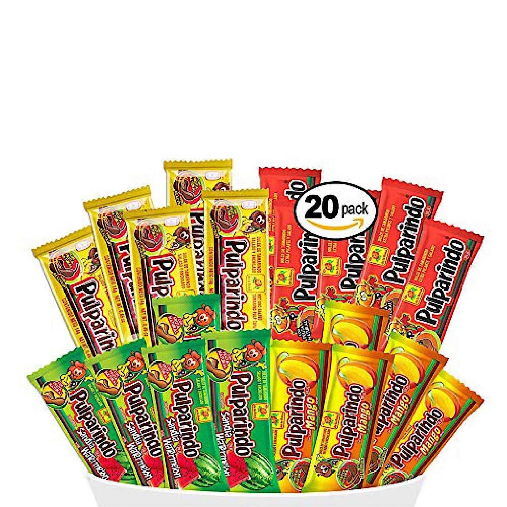 Pulparindo Mexican Candy snack Mix Flavors: Tamarind, Hot, Mango, Watermelon and Chamoy Assortment Of De la Rosa Candies