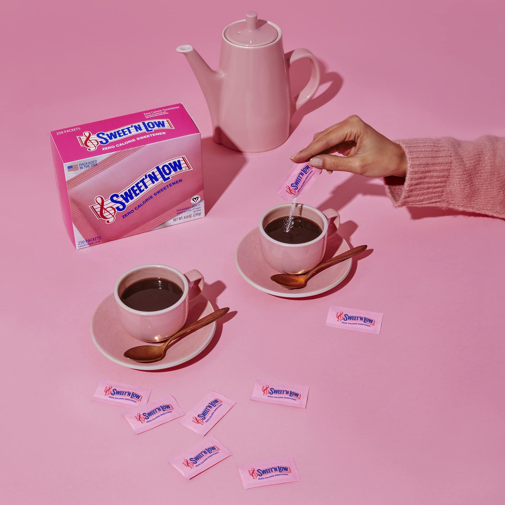 Sweet'N Low Zero Calorie Sweetener Packets, 250 Ct, Kosher & Gluten Free, Low Glycemic Index, Individual Tea and Coffee Sweetener Packets