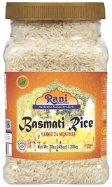Rani Platinum White Basmati Rice Extra Long Aged 48oz (3lbs) 1.36kg PET Jar ~ All Natural | Gluten Friendly | Vegan | Indian Origin | Export Quality