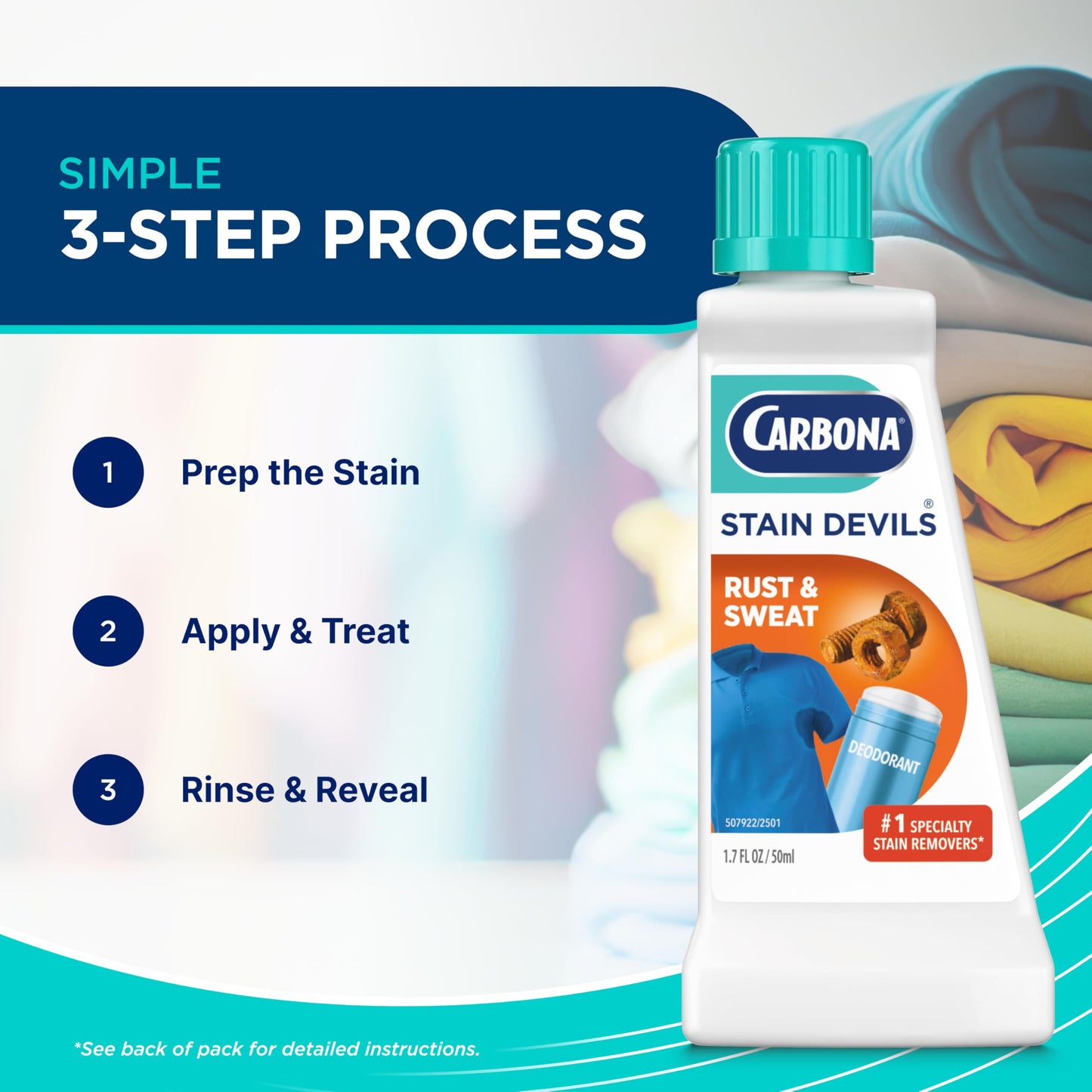 Carbona Stain Devils® #9 | Rust & Perspiration | Professional Strength Laundry Stain Remover | Multi-Fabric Cleaner | Safe On Skin & Washable Fabrics