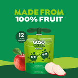 GoGo squeeZ Applesauce and Fruit Puree, Apple Apple, 3.2 oz (Pack of 12), Unsweetened Fruit Snacks for Kids, Gluten Free, Nut Free, and Recloseable