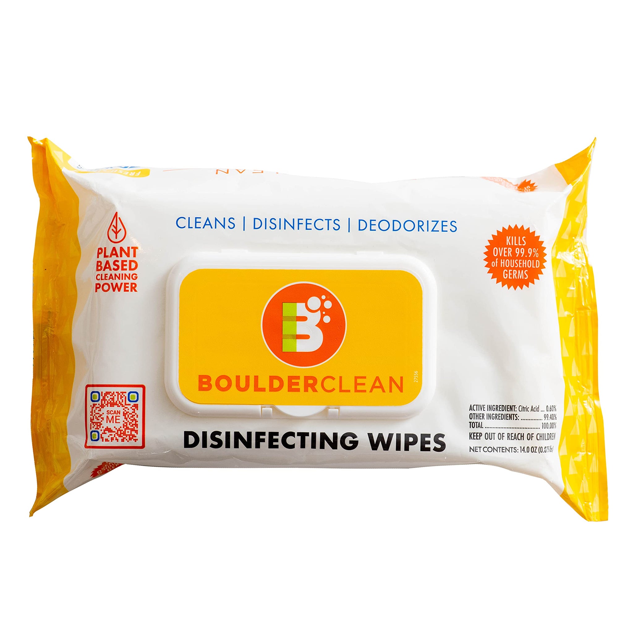 Boulder Clean Disinfecting Wipes, Sugared Lemon Scent, Disinfecting Surface Wipes, Cleans & Deodorizes, No Harsh Chemicals, Moisture-Lock Lid