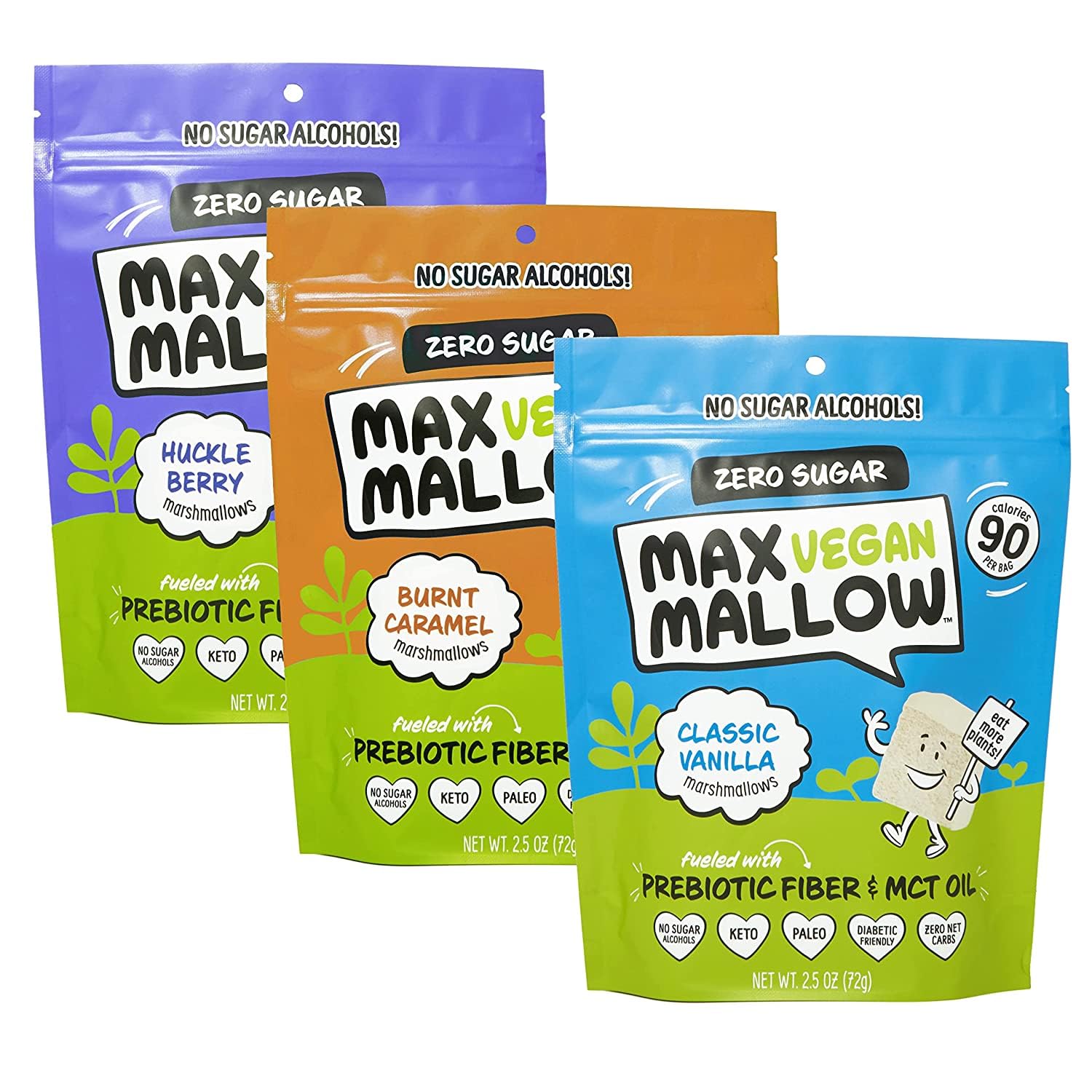 Max Mallow Vegan Sugar Free Marshmallows - Keto Friendly, Perfect for S'mores, Hot Chocolate, and Baking Zero Sugar, Marshmellows Marshmallows Smores
