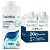 KATE FARMS Organic 1.4 High Calorie Nutrition Shake, Vanilla, 20g Protein, 27 Vitamins and Minerals, Meal Replacement, 11 oz (6 Pack)