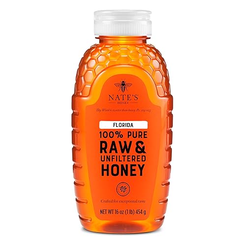 Nate's Florida 100% Pure, Raw & Unfiltered Honey - 16 oz. Squeeze Bottle - All-natural Sweetener
