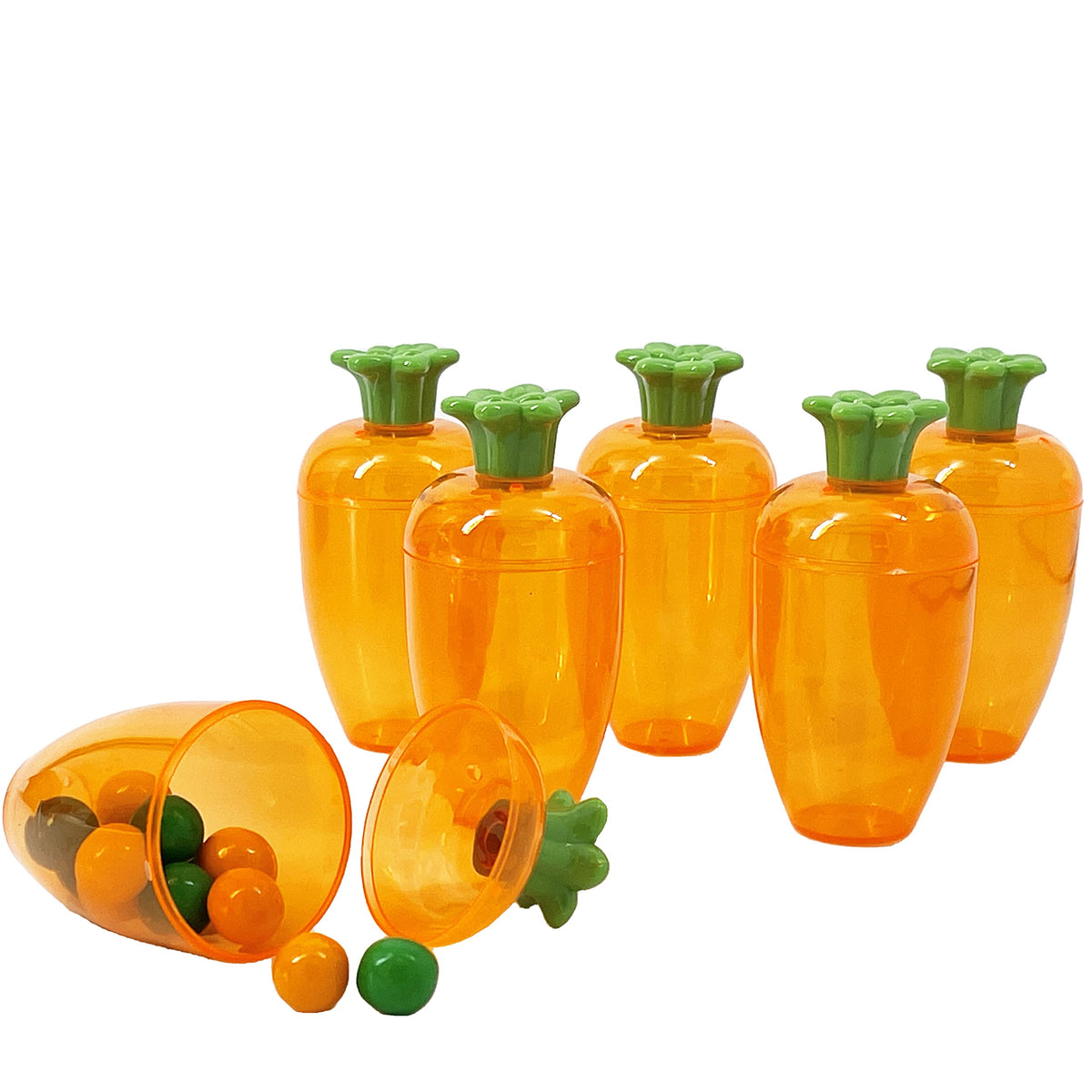 12 Pcs 4” Inches Plastic Empty Carrot Shaped Easter Eggs Fillable, Clear Bright Orange Plastic Carrot Egg for Easter Hunt, Themed Party, Basket