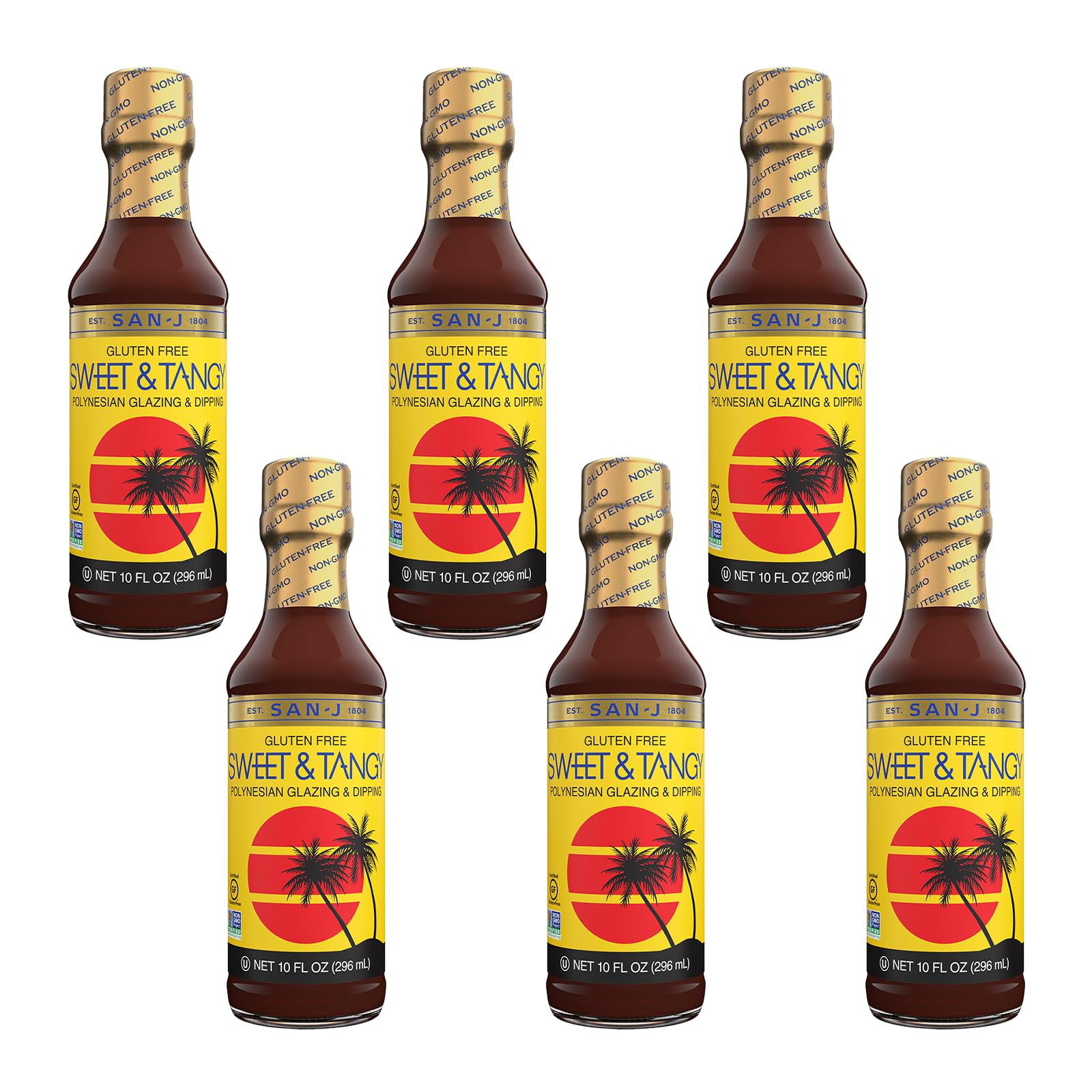San-J Sweet and Tangy Gluten Free Sauce - Glaze Sauce, Polynesian Sauce, Perfect for Spring Roll Sauce, Polynesian Sauce Chicken, Non-GMO, Kosher - 10