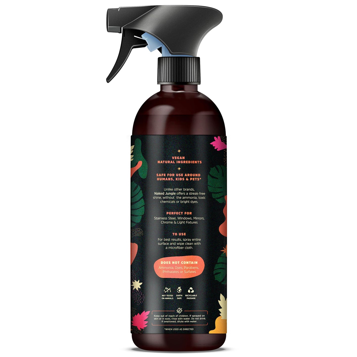 Naked Jungle Premium Plant-Based Glass Cleaner and Mirror Cleaner Spray for Streak-free Shine, Multi Purpose Car Window Cleaner, Eye Glasses Cleaner