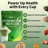 YISANFLO 7-in-1 Mushroom Matcha for Energy, Focus, Digestion, Immunity, Turkey Tail, Shiitake, Lion's Mane, Ceremonial-Grade Matcha Mushroom Powder 8