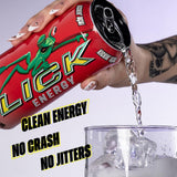 LICK Energy Drink - Kickin' Acai, Zero Sugar, No Crash, Green Tea Caffeine (180mg), with Antioxidants and Vitamins A, B6, B12, and C 16oz (12pk)