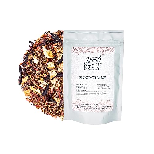 Simple Loose Leaf Blood Orange Herbal Tea - Caffeine-Free, Organic Loose Leaf Herbal Tea | Light & Earthy Citrus Flavor | All-Natural, Hand Packaged
