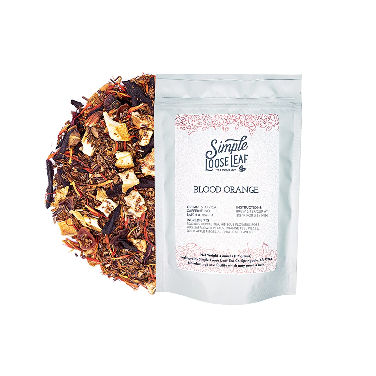 Simple Loose Leaf Blood Orange Herbal Tea - Caffeine-Free, Organic Loose Leaf Herbal Tea | Light & Earthy Citrus Flavor | All-Natural, Hand Packaged