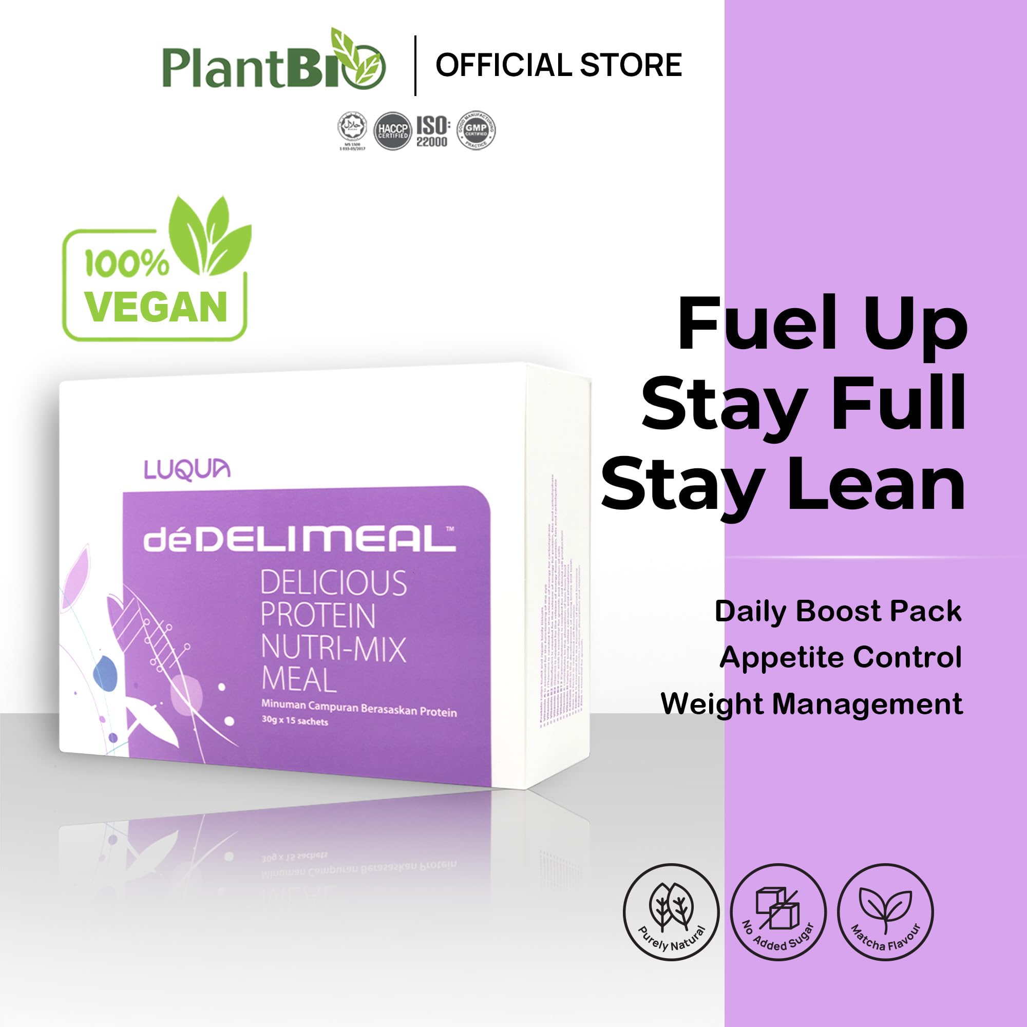LUQUA deDelimeal - Complete Nutritional Drink Mix | Plant-Based Formula with Protein, Fiber, and Multivitamins | Convenient Daily Meal Support | 15
