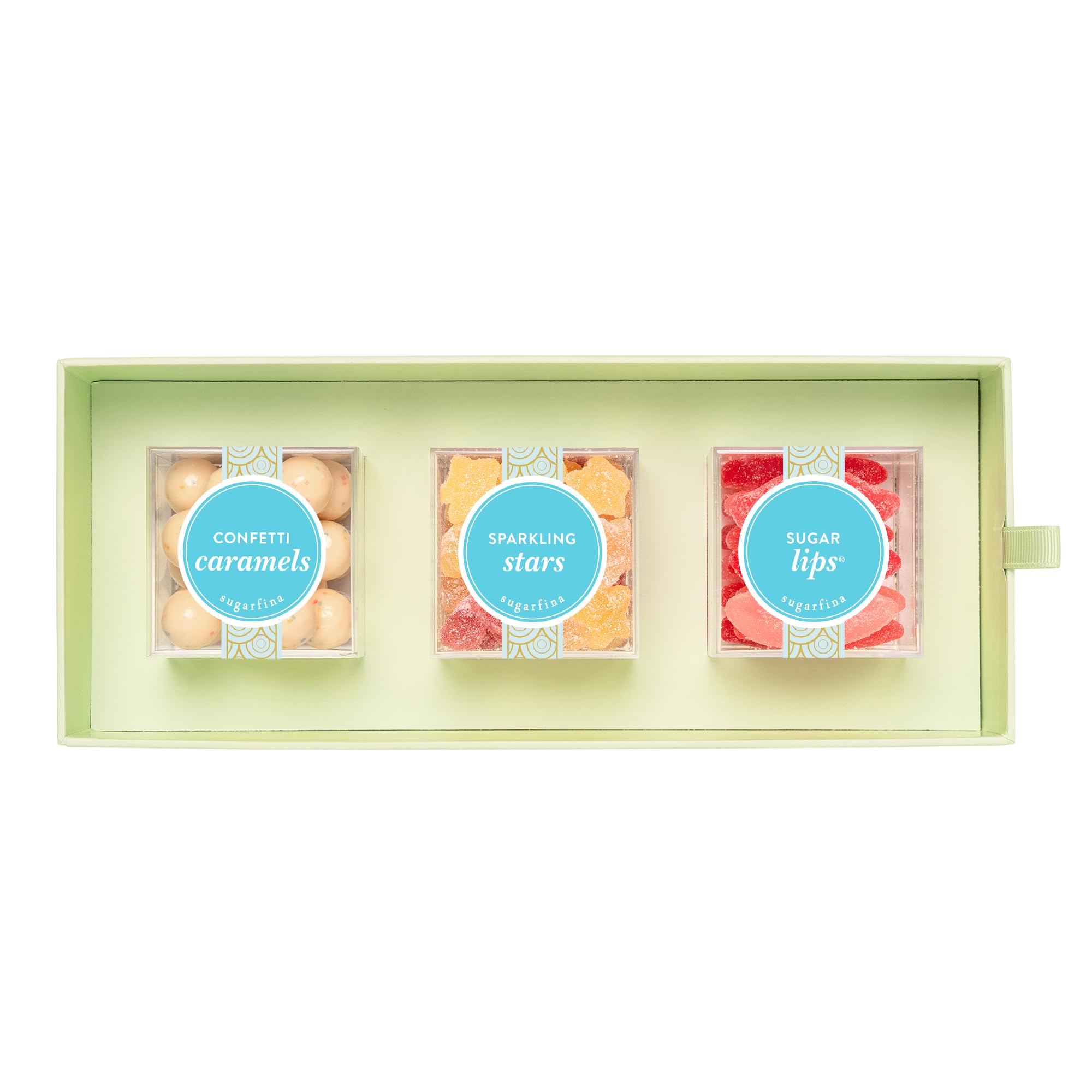 Sugarfina Congrats 3 Piece Candy Bento Box | Confetti Caramels, Sparkling Stars, Sugar Lips
