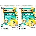 Twinings Probiotics Lemon & Ginger Herbal Tea, Supports Digestive Health, Single Serve K-Cup Pods for Keurig, Naturally Caffeine Free, 24 Count (Pack