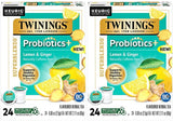 Twinings Probiotics Lemon & Ginger Herbal Tea, Supports Digestive Health, Single Serve K-Cup Pods for Keurig, Naturally Caffeine Free, 24 Count (Pack