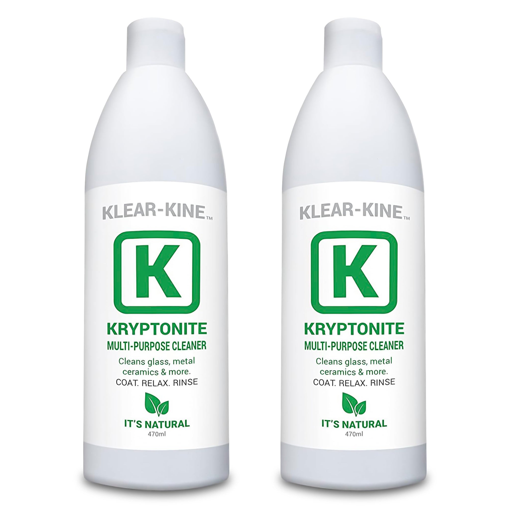 KLEAR Kryptonite Multipurpose Glass Cleaner | Powerful Cleaning Combo 5 in 1| Glass Friendly Glass Cleaner| Coat, Relax, Rinse| 16 oz Pack of 2