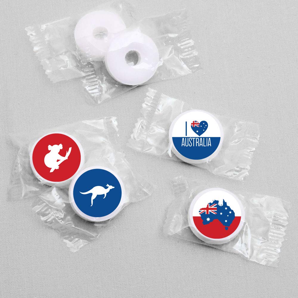 Big Dot of Happiness Australia Day - G’Day Mate Aussie Party Round Candy Sticker Favors - Labels Fit Chocolate Candy (1 Sheet of 108)