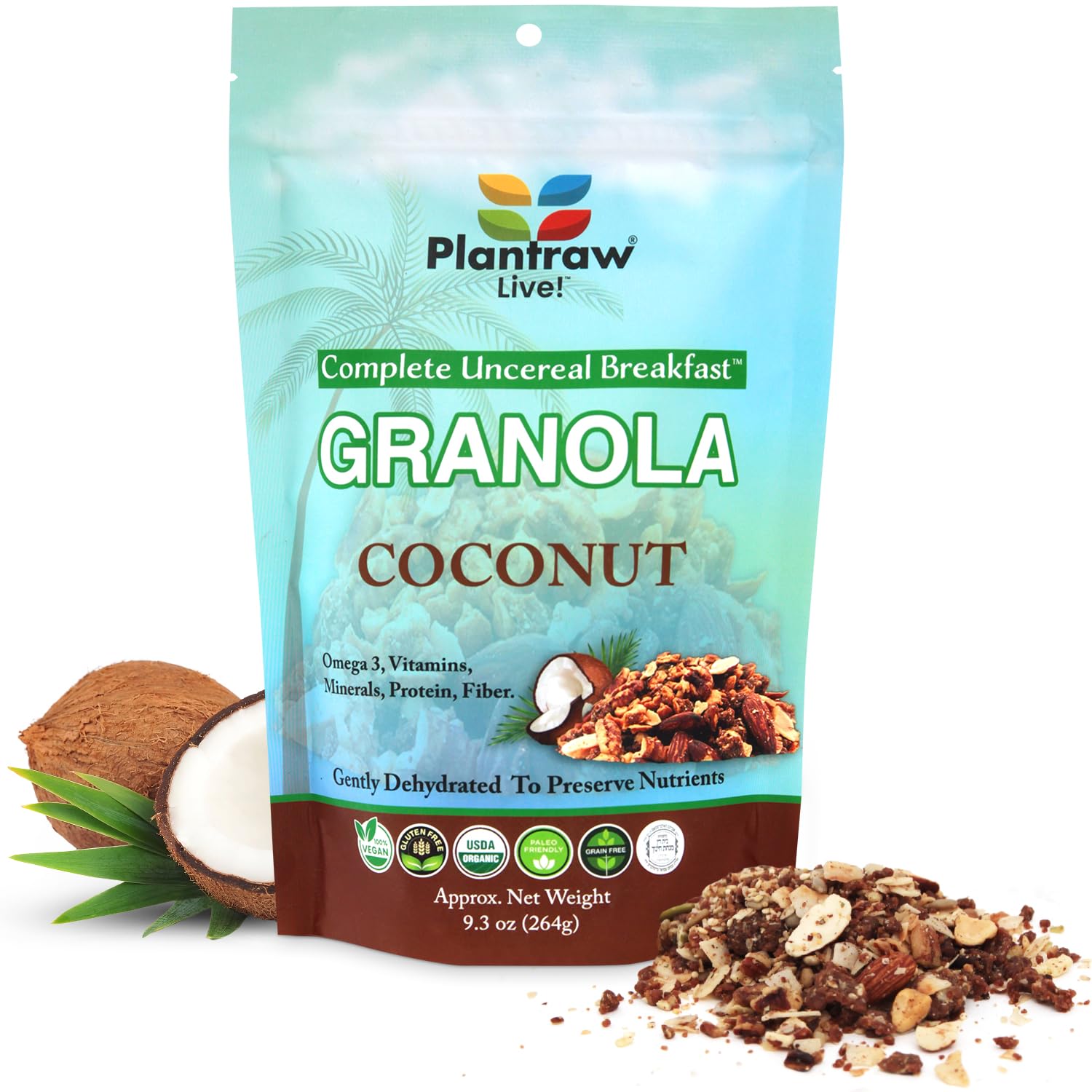 Coconut Un-Cereal™ Granola Gluten Free and Grain Free, Dehydrated 9.3oz Pack of healthy granola, Perfect for Smoothies, Free from Cheap Fillers, Ideal