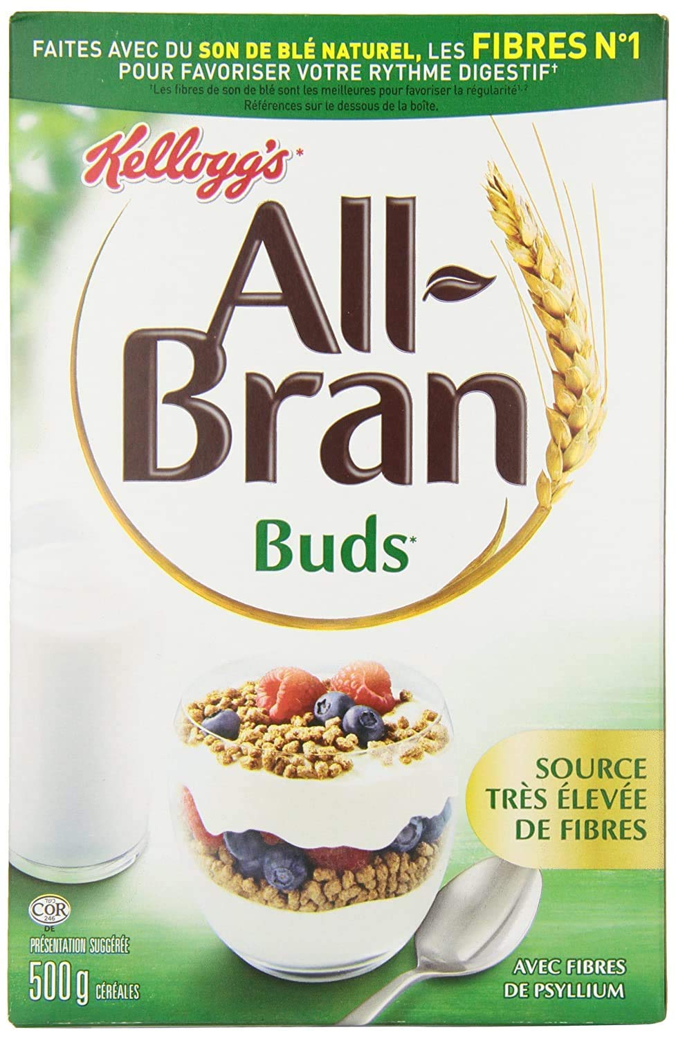 Kellogg's All Bran Buds Cereal 500g/17.6oz, 4-Pack (Imported from Canada)