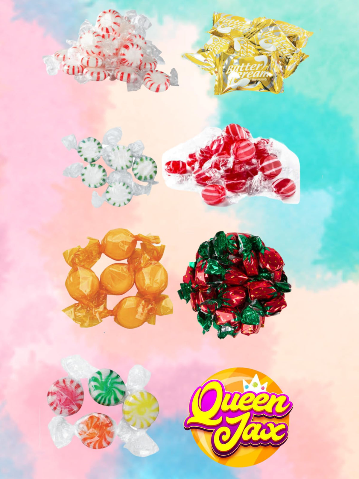 Bulk Hard Candy Individually Wrapped - 2 lb Hard Candy Mix, Perfect for Parties, Holidays, and Candy Bowls - Peppermint Candy, Butterscotch Candy