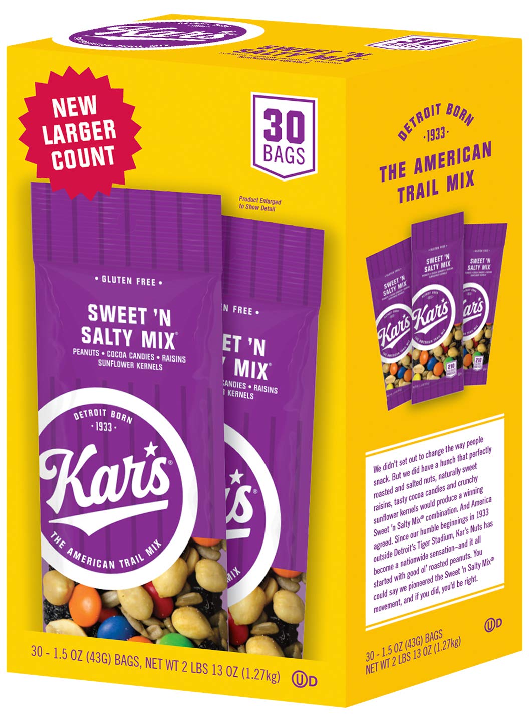 Kar's Sweet 'n Salty Mix 30 Individual 1.5 oz Bags (2 LBS 13 OZ)