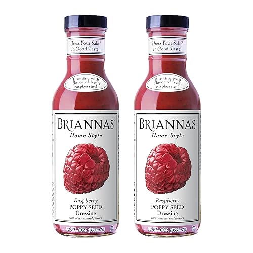 BRIANNAS - Home Style Raspberry Poppy Seed Dressing - Fine Salad Dressing made with Premium Ingredients - Gluten Free, Kosher, & Vegan Dressing - 12