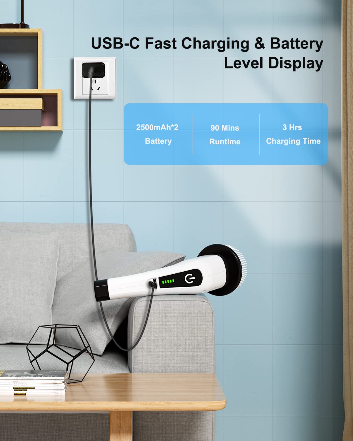 Leebein Electric Spin Scrubber, Cordless Cleaning Brush with 8 Replaceable Brush Heads, Tub and Floor Tile 360 Power Scrubber Dual Speed