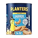 PLANTERS Salted Cashew Halves & Pieces, Party Snacks, Plant-Based Protein, 14 Oz Canister