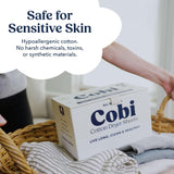 Cobi Eco-Friendly Dryer Sheets - 100% Cotton Biodegradable Non-Toxic & Unscented for Sensitive Skin, Clean Plant-Based Static Control, 120 Count