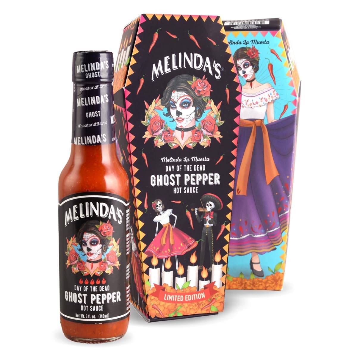 Melinda’s “La Muerta” Limited Edition Day of the Dead Ghost Pepper Sauce - Made with Fresh Ingredients, Ghost Peppers (Bhut Jolokia), Habanero Pepper