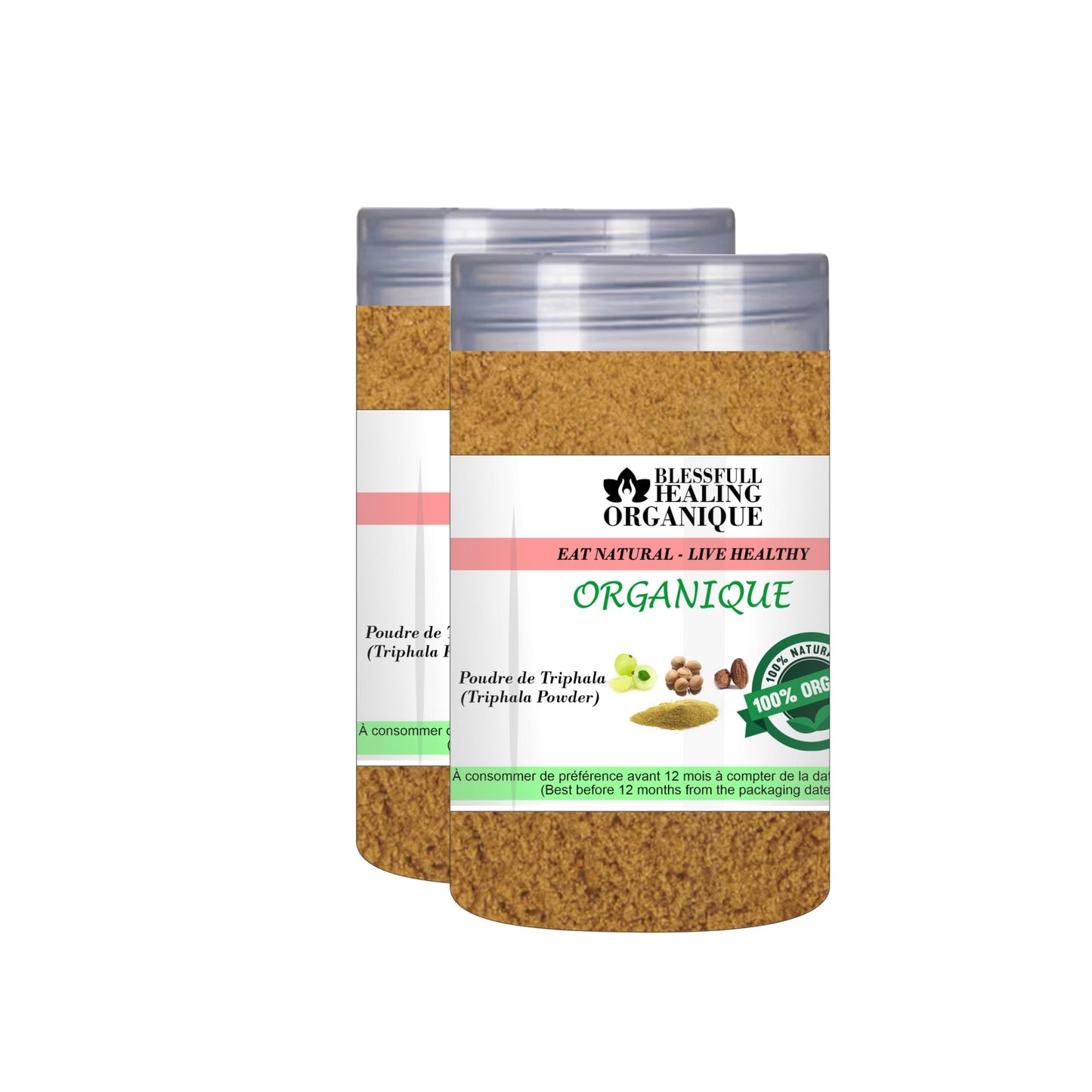 Blessfull Healing Organic Triphala Powder 100 Gram (3.52 oz) Each (Pack Of 2) = 200 Grams, Vegan