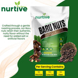 Nurtive Baru Nuts - Gourmet Roasted - Wild Harvested & Unsalted - Plant-Based Protein, Rich in Fiber, Essential Minerals and Antioxidants - Non-GMO
