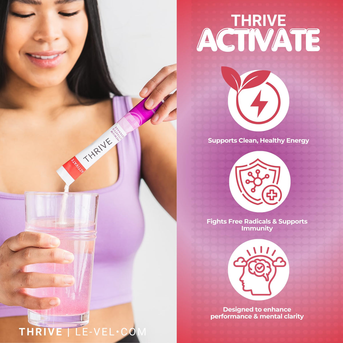 Thrive Activate - Focus & Energy Drink Powder Mix with Real Flavor, 30 Packets- Enhanced Energy, Performance, Vitamin C, Vitamin E, B12 for Mental