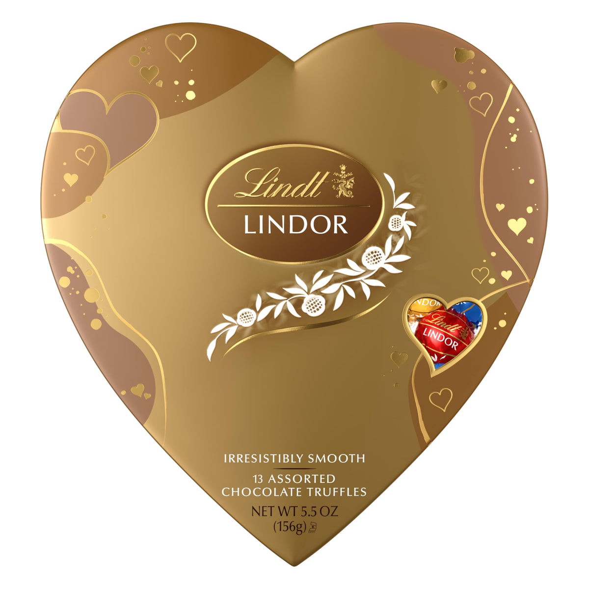 Lindt LINDOR Assorted Chocolate Candy Truffles Heart, Valentine's Day Assorted Chocolate with Truffle Center, 5.5 oz.