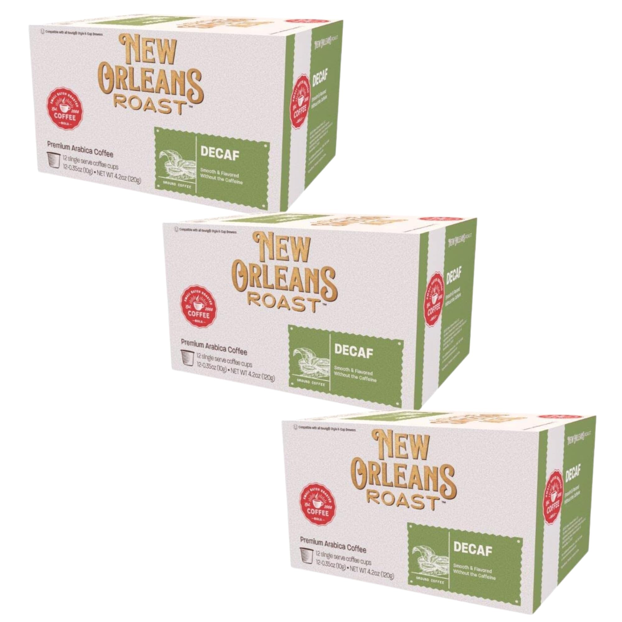New Orleans Roast Decaffeinated Single Serve Coffee Pods 12ct (Pack of 3) - Rich, Full Flavor, Direct Trade Brand