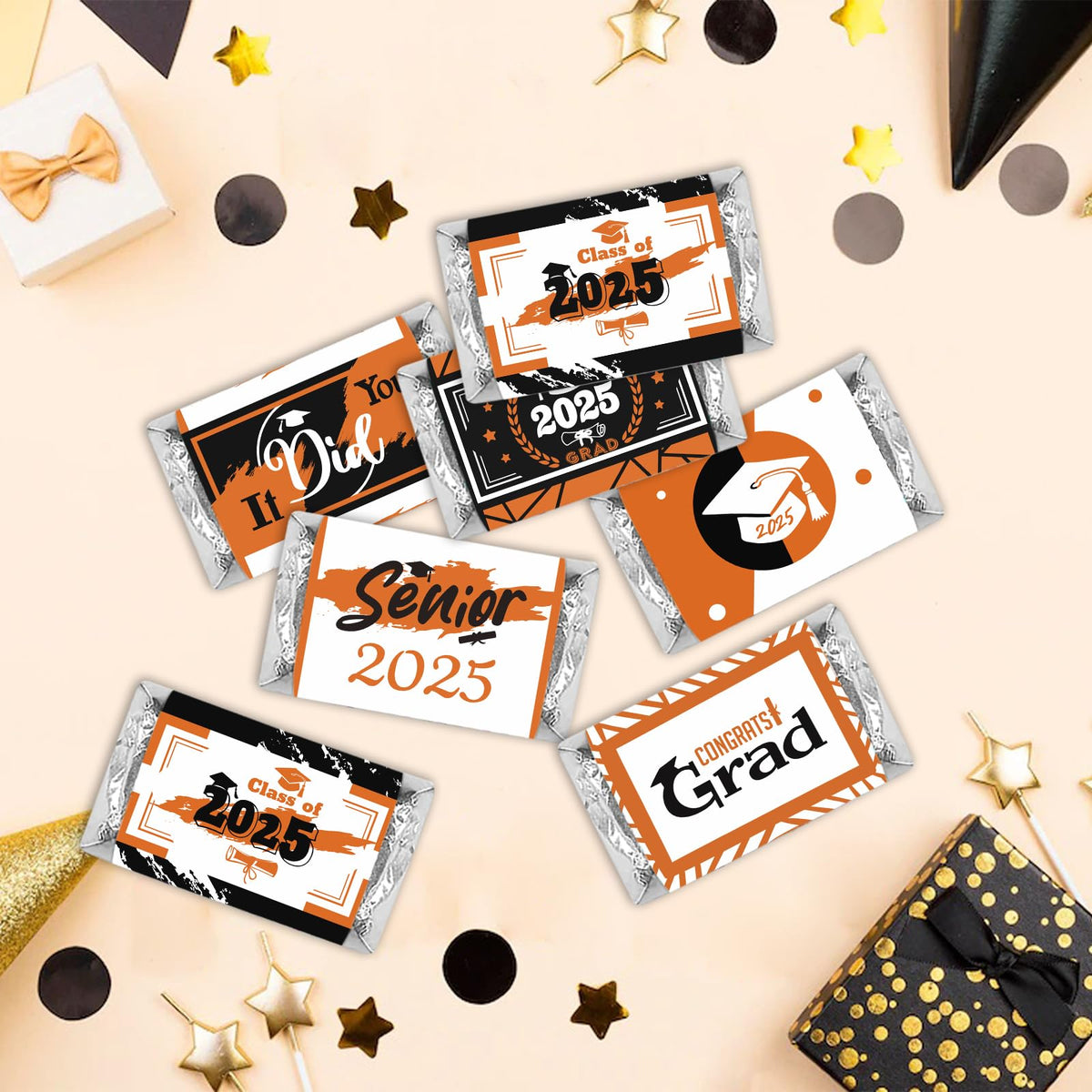 PHOHUI HAVE A NICE TIME Graduation Cap Party Class of 2025 Miniatures Candy Bar Wrapper, Mini Candy Chocolate Bar Stickers, Labels, Candy Not