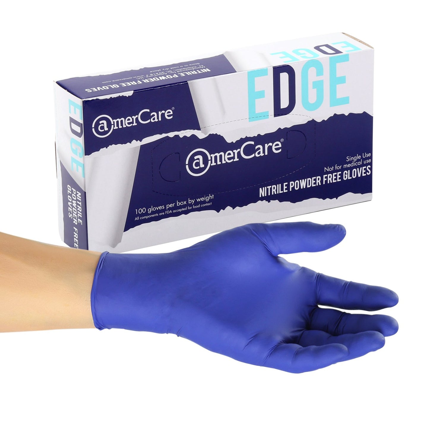 AmerCare 80992-C Edge Indigo Powder Free, Soft Nitrile Gloves, Medium (Pack of 1000)