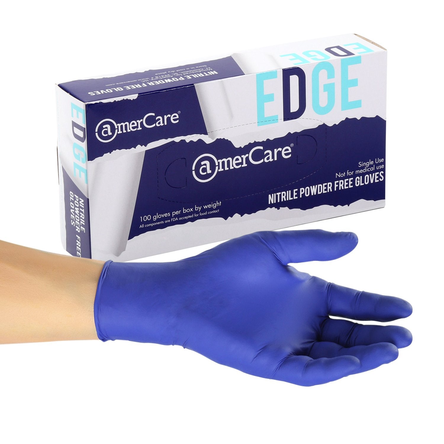 AmerCare 80992-C Edge Indigo Powder Free, Soft Nitrile Gloves, Medium (Pack of 1000)
