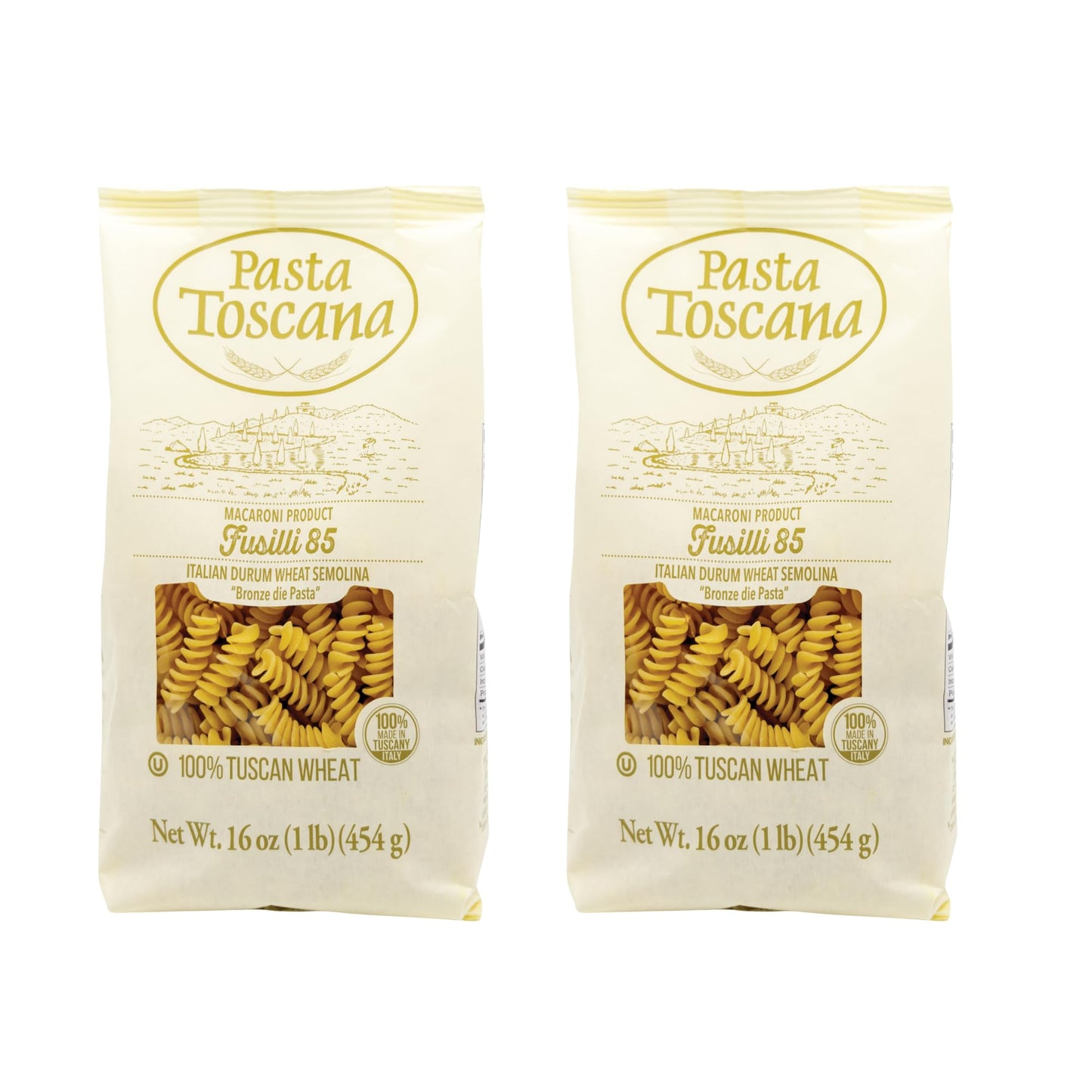Pasta Toscana | Bronze Die Pasta | Italian Durum Wheat Semolina | Bronze die Pasta, 16 oz (Pack of 2, Fusilli)