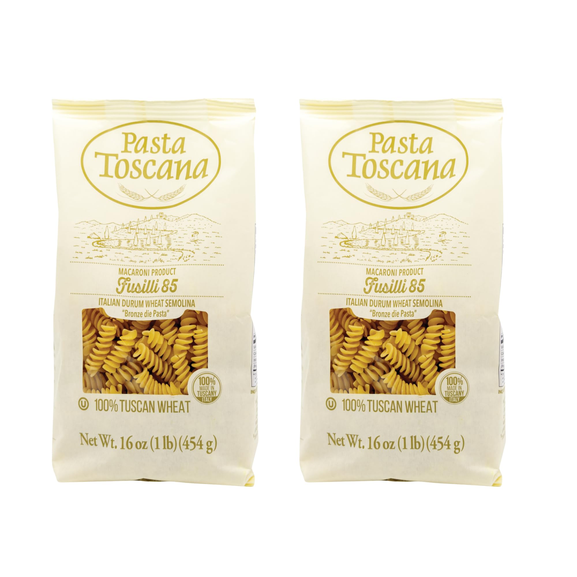 Pasta Toscana | Bronze Die Pasta | Italian Durum Wheat Semolina | Bronze die Pasta, 16 oz (Pack of 2, Fusilli)