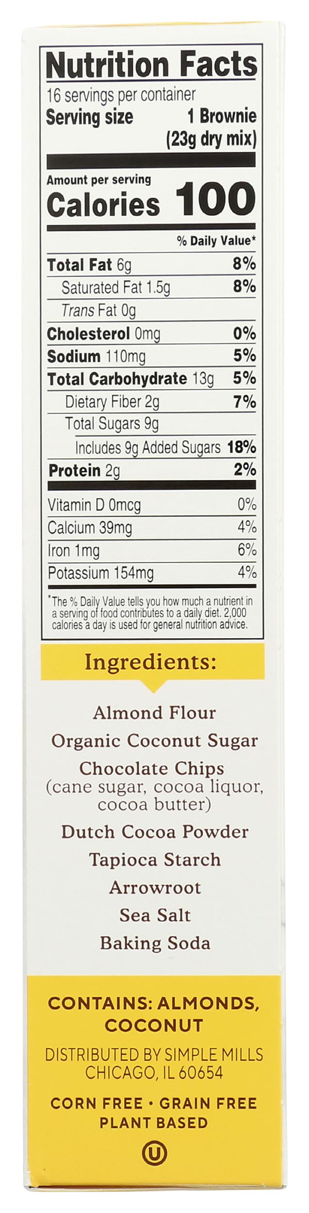 Simple Mills Almond Flour Baking Mix, Chocolate Brownie Mix - Gluten Free, Plant Based, 12.9 Ounce (Pack of 1)