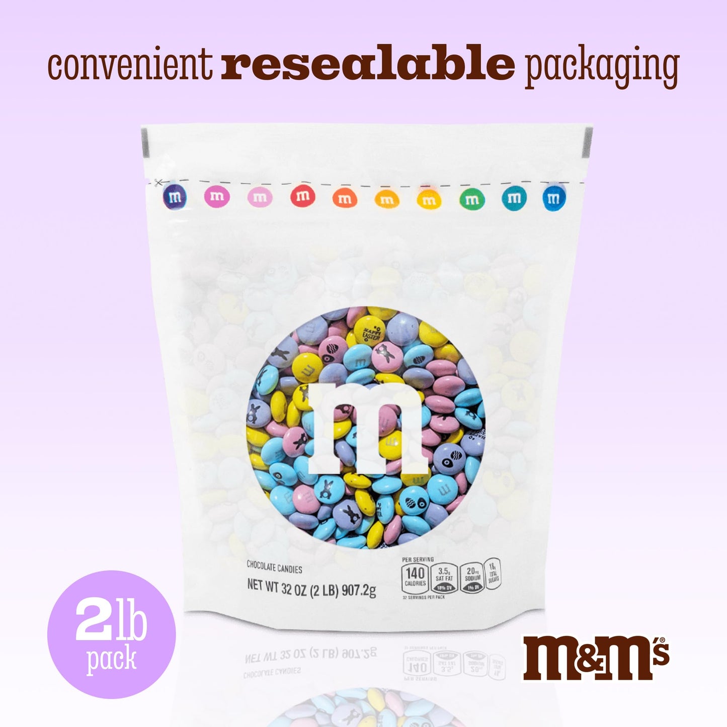 M&M’S WORLD Easter Chocolate Candies - 2lb Resealable Pack of Milk Chocolate Candy Bulk, Great for Easter Candy, Egg Hunts and More
