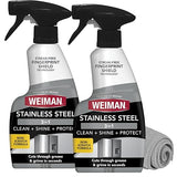 Weiman Stainless Steel Cleaner & Polish, 2 Pack, Anti Fingerprint Spray Stainless Steel Cloth, Water Spots & Grease, No Streaks or Residue, Safe